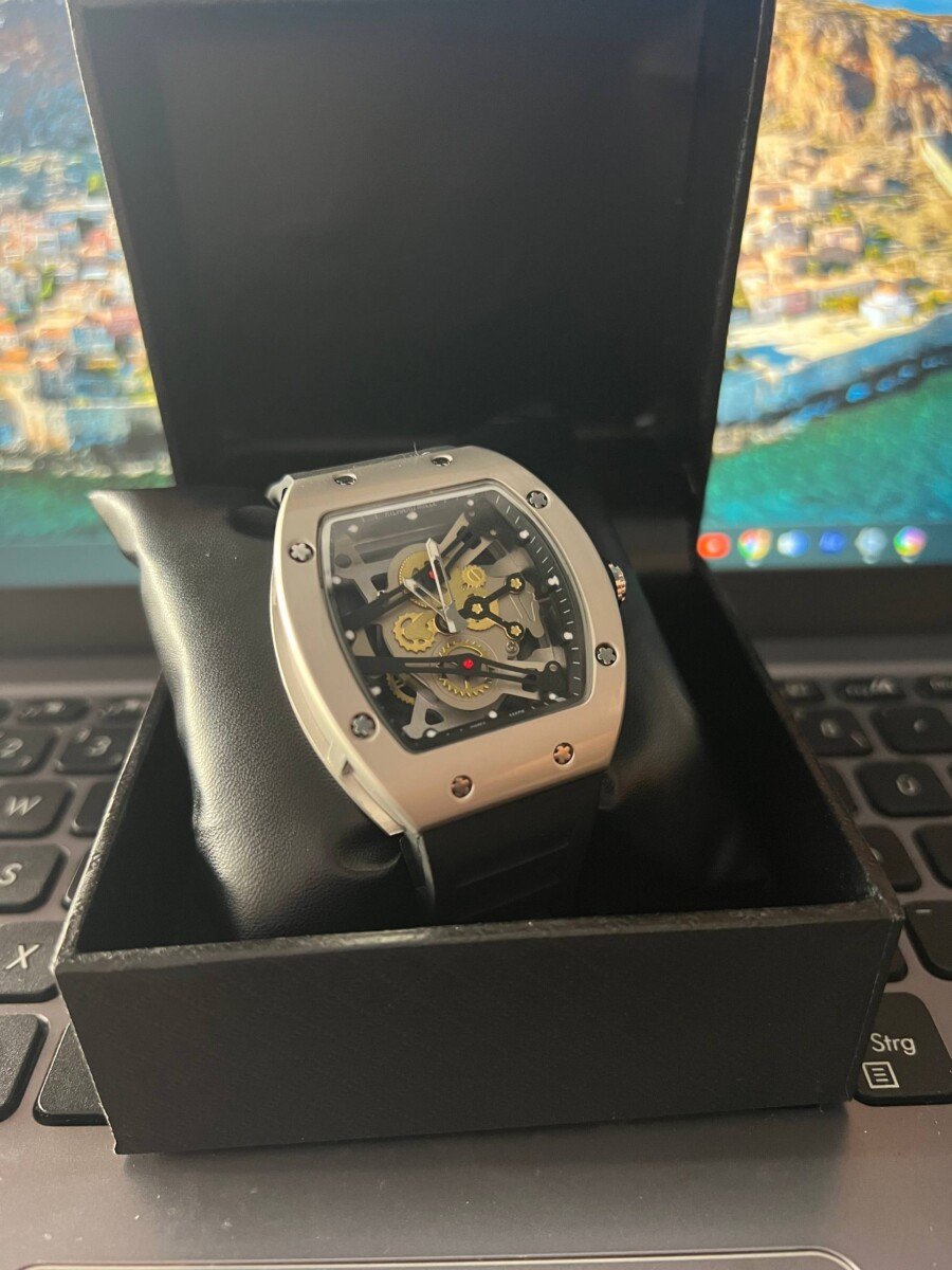 Montre RM Style – Skeleton Argent & Noir Montre RM Style – Skeleton Argent & Noir - Image 2