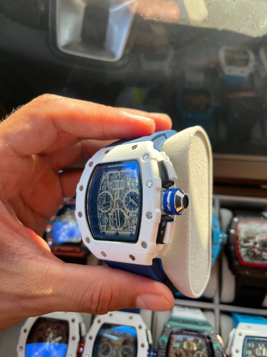 Montre RM – Cadran Squelette Bleu & Blanc Montre RM – Cadran Squelette Bleu & Blanc - Image 2