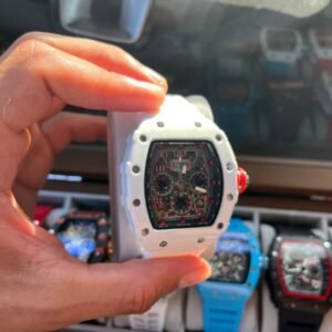 Montre RM – Cadran Squelette Blanc & Rouge