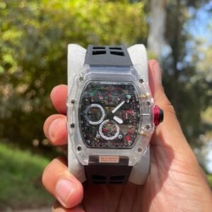 MONTRE NOIR CADRE TRANSPARENT