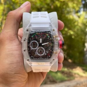 MONTRE BLANCHE CADRE TRANSPARENT